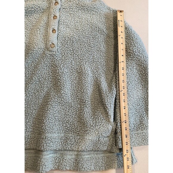 Aerie Jacket Women Medium Light Green Pull Over Button Fleece Pockets Loungewear - Picture 7 of 7